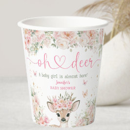 Vasos De Papel Oh Deer Baby Shower Girl Blush Pink 