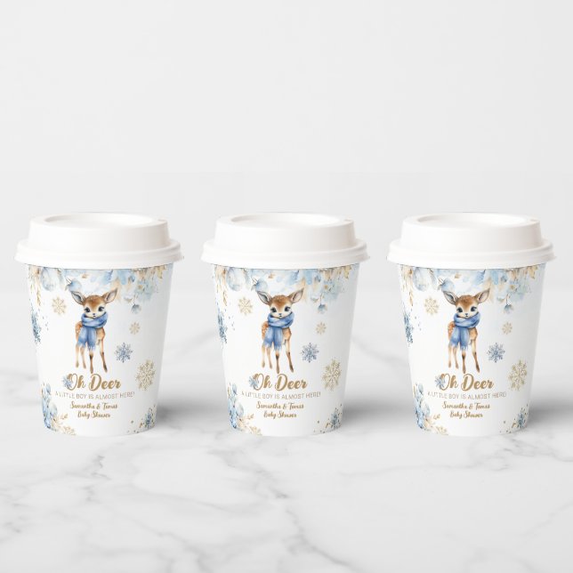 Vasos De Papel Oh Deer Winter Baby Boy Bienvenida (Multi)