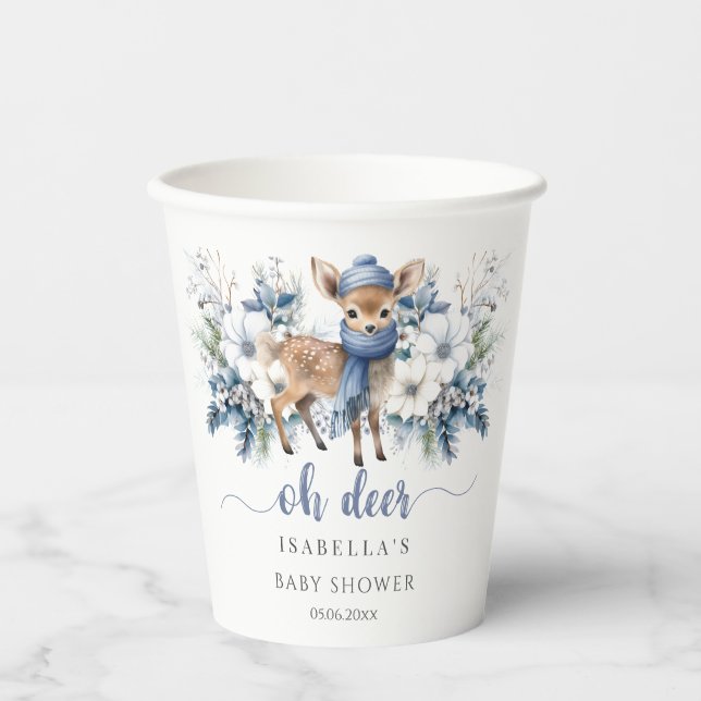 Vasos De Papel Oh Deer Winter Boy Baby Shower (Anverso)