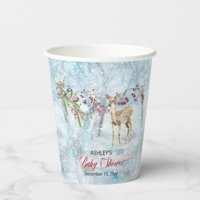 Vasos De Papel Oh Deer Woodland Animals Winter Boy Baby Shower Pa (Reverso )