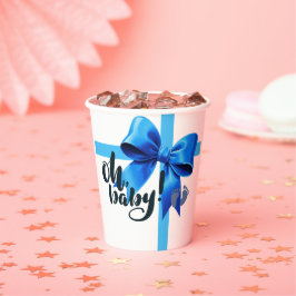 Vasos De Papel ¡Oh, nena! Elegante Baby Shower Blue Bow