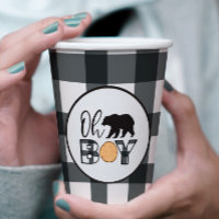 Oh Niño Oso Plaid Negro de Búfalo Baby Shower