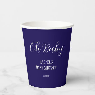 Vasos De Papel Oh Niños Script Chicas Baby Shower Marina Azul