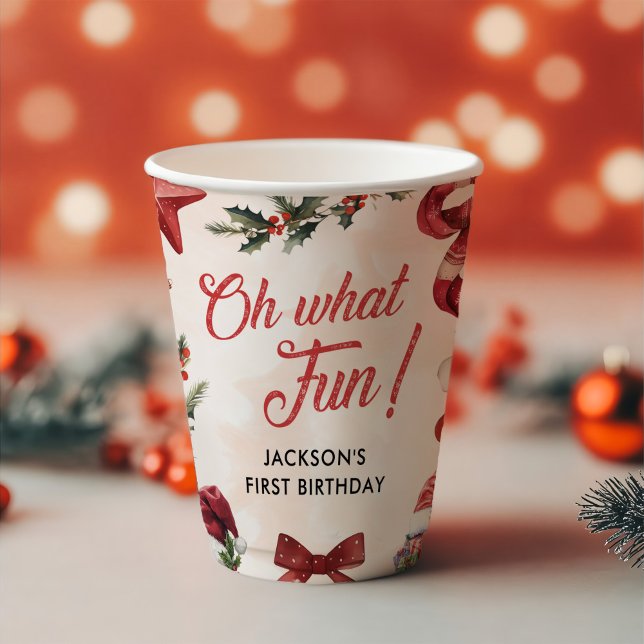 Vasos De Papel Oh Qué Divertido Navidades Primera Fiesta de Cumpl (Subido por el creador)