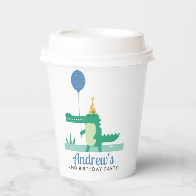 Vasos De Papel Oh Snap Cute Alligator Niños Fiesta de Cumpleaños (Anverso)