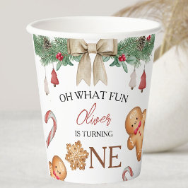 Vasos De Papel Oh What Fun Christmas Cookies 1st Birthday Paper