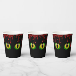 Vasos De Papel Ojos de monstruo verdes espeluznantes con sangre d