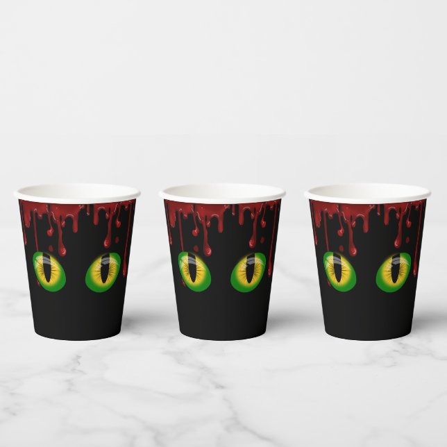 Vasos De Papel Ojos de monstruo verdes espeluznantes con sangre d (Multi)