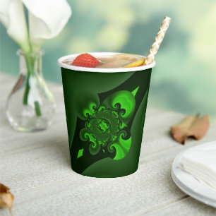 Vasos De Papel Ola Verde Oscura Y Espiral Lime