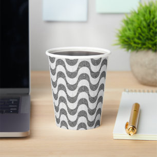 Vasos De Papel Olas blancas y negras de adoquín de Portugal