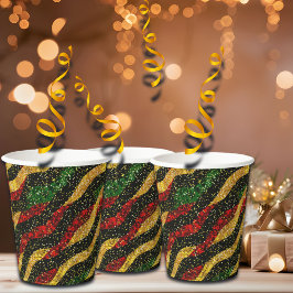 Vasos De Papel Olas negras rojas de Purpurina festivo