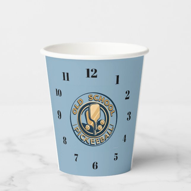 Vasos De Papel Old School Pickleball  clock paper caps (Anverso)