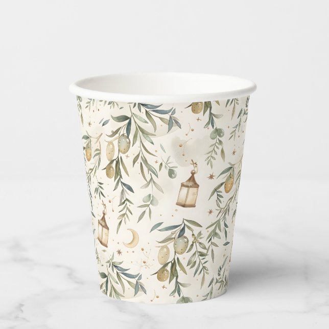 Vasos De Papel Olive & Lantern Islamic Party Cups (Anverso)