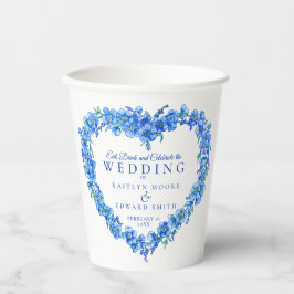 Vasos De Papel Olvídate de las flores boda azul del corazón