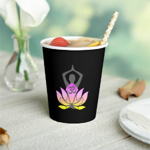 Vasos De Papel OM Namaste Espíritu Lotus Flor Yoga Pose