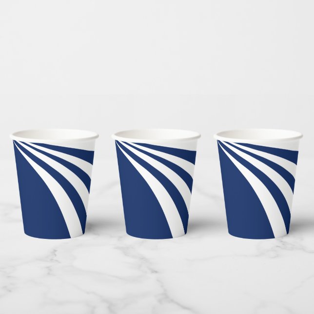 Vasos De Papel Onda azul y blanca (Multi)