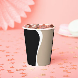 Vasos De Papel Ondas simples 2 - Taupe, Negro y Blanco