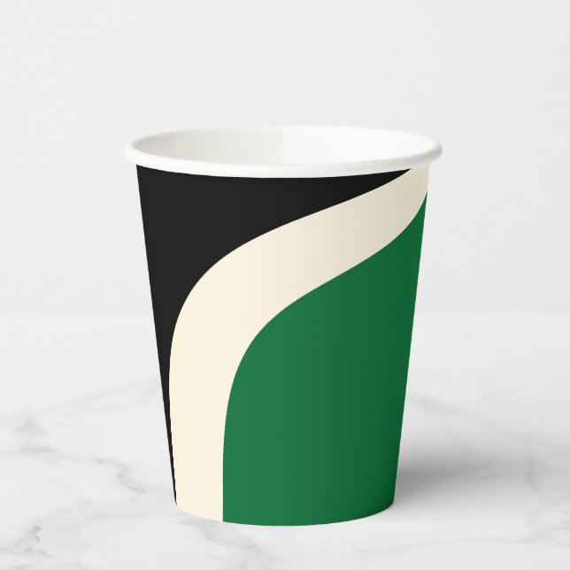 Vasos De Papel Ondas simples 3 en verde, crema y negro (Izquierda)