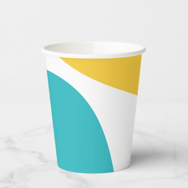 Vasos De Papel Ondas simples 4 - Turquesa y Amarilla (Izquierda)