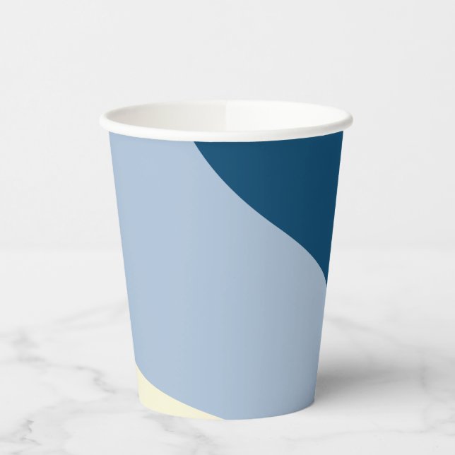 Vasos De Papel Ondas simples - Azul oscuro, azul claro y crema (Izquierda)