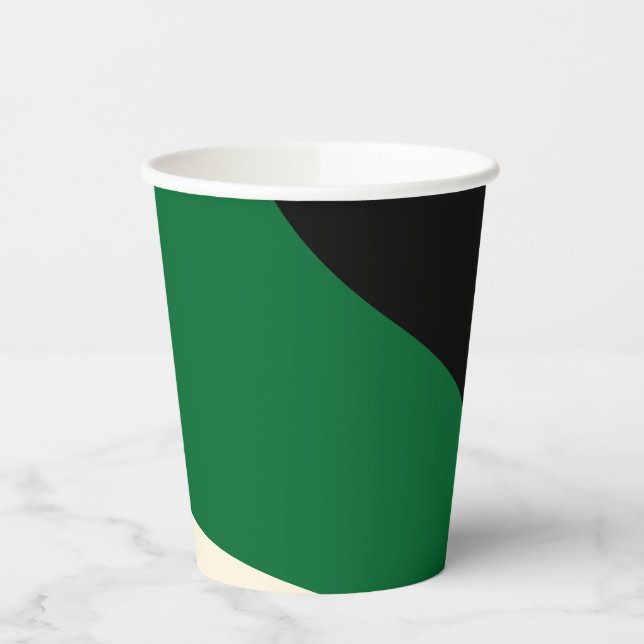 Vasos De Papel Ondas simples - Verde, Crema y Negro (Izquierda)
