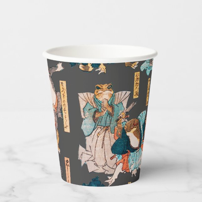 Vasos De Papel Ondulaciones ukiyo-e de rana japonesa (Anverso)