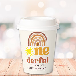 Vasos De Papel One - Derful Retro First Birthday with Boho Style