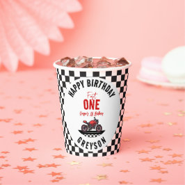 Vasos De Papel One Fast Race Motorcycle Boy 1st Birthday Party