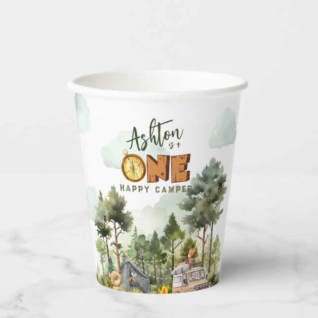 Vasos De Papel One Happy Camper First Birthday  (Anverso)