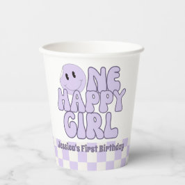 Vasos De Papel One Happy Chica First Birday Pink