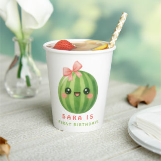 Vasos De Papel One in a Melon First Birthday Summer Paper cup