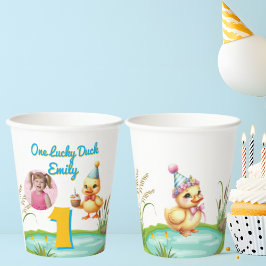 Vasos De Papel One Lucky Duck Kids Birthday Photo