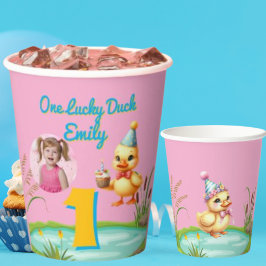 Vasos De Papel One Lucky Duck Kids Birthday Photo