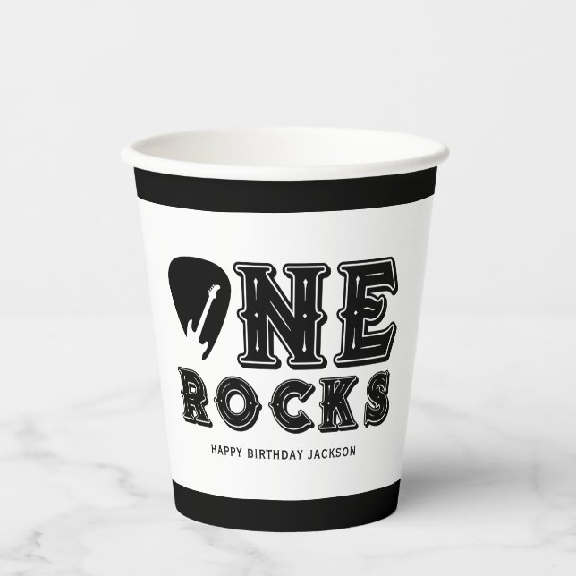 Vasos De Papel One Rocks Guitar Pick 1st Birthday Party (Anverso)