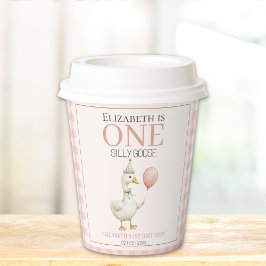 Vasos De Papel One Silly Goose Cute First Birthday Girl