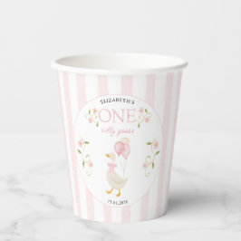Vasos De Papel One Silly Goose Girl 1st Birthday Pink