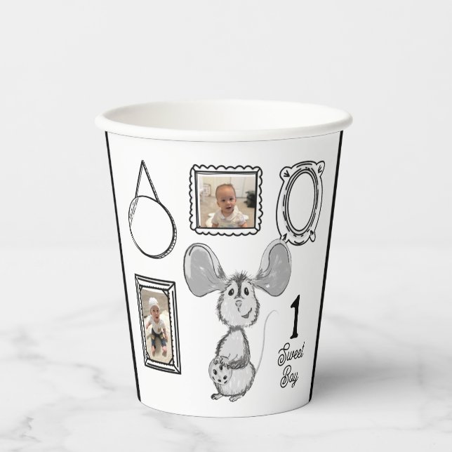 Vasos De Papel One Sweet Boy Cookie Birthday Party (Anverso)