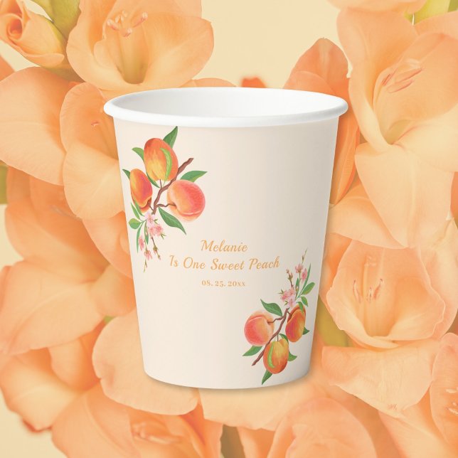 Vasos De Papel One Sweet Peach 1st Birthday Paper cup (Subido por el creador)