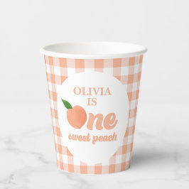 Vasos De Papel One Sweet Peach First Birthday