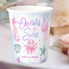 Vasos De Papel ONEder El Mar | Mermaid 1º cumpleaños Océano Cute