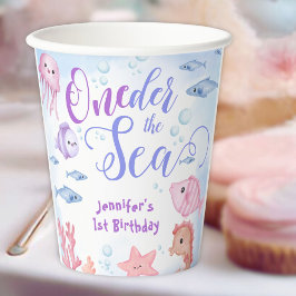 Vasos De Papel ONEder The Sea Chicas 1 cumpleaños Cute Ocean