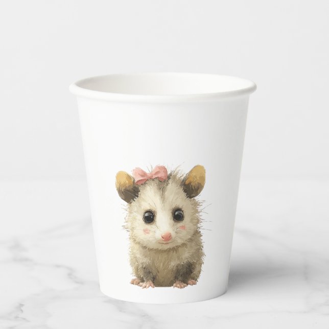 Vasos De Papel Opossum Birthday • Animal Party Cup (Anverso)