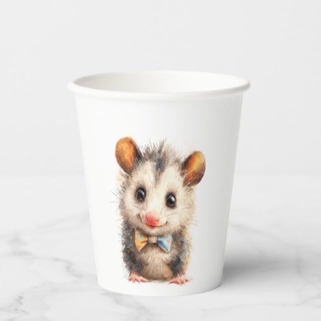 Vasos De Papel Opossum Birthday • Animal Party Cup (Anverso)