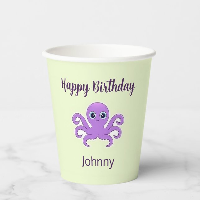 Vasos De Papel Opulpo morado verde (Anverso)