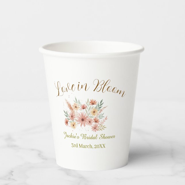 Vasos De Papel Orange boho love in Bloom bridal shower name retro (Anverso)