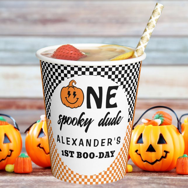 Vasos De Papel Orange One Spooky Dude Halloween 1st Birthday (Subido por el creador)