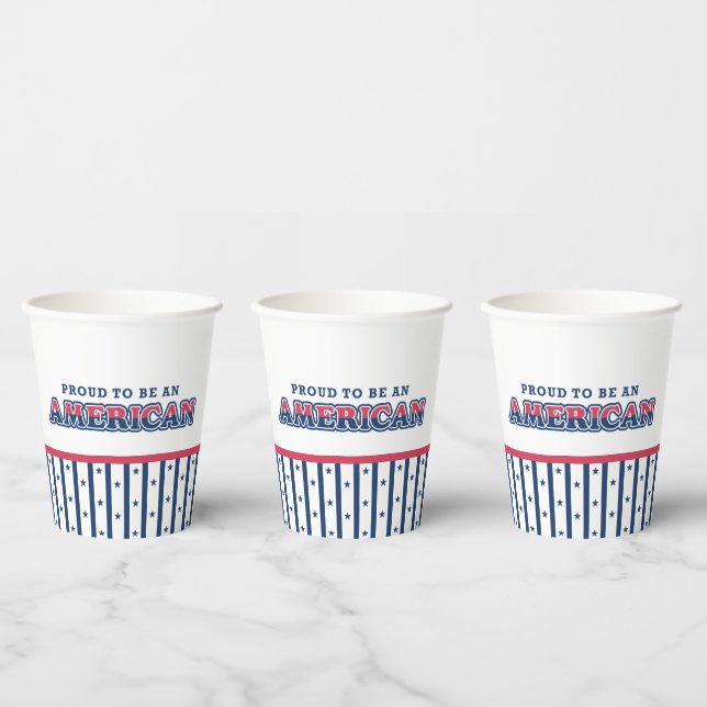 Vasos De Papel Orgullo americano, patriótico, franjas de la marin (Multi)