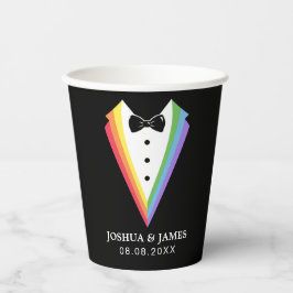 Vasos De Papel Orgullo Gay Personalizado Groomsmen Negro