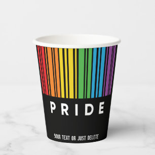 Vasos De Papel Orgullo personalizable código de barras arcoiris L