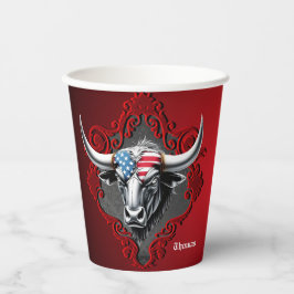 Vasos De Papel Orgullo y fuerza, un toro americano